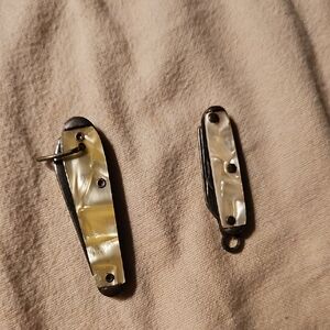 Vintage Mother-of-Pearl Mini Pocket Knife Pair - Cream Accents